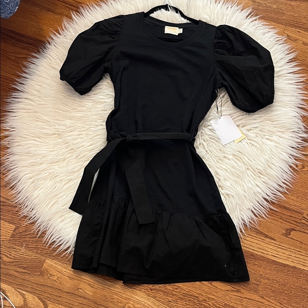 NWT Evereve Women’s Nation LTD Black Mini Dress with Puff Sleeves